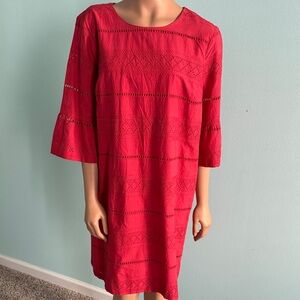NWT!Loft Red Lace Dress with Bell Sleeves size L